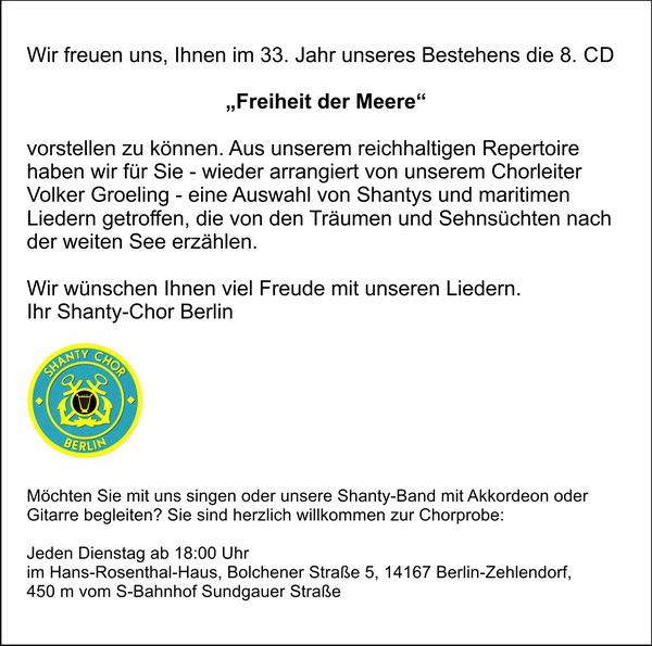 Shanty-Chor Berlin | Freiheit der Meere